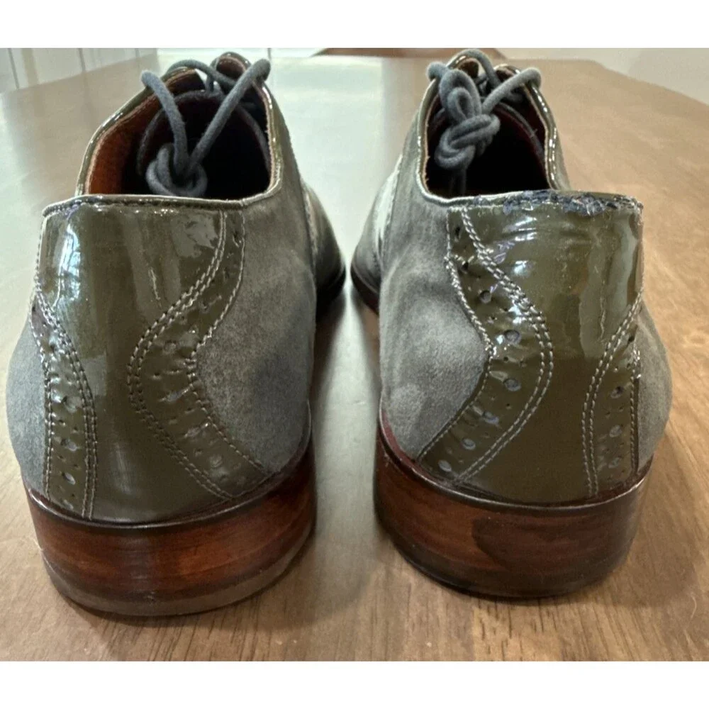 Florsheim by Duckie Brown Olive Suede & Patent Cap Toe OxfordsMen's Size 10.5D
